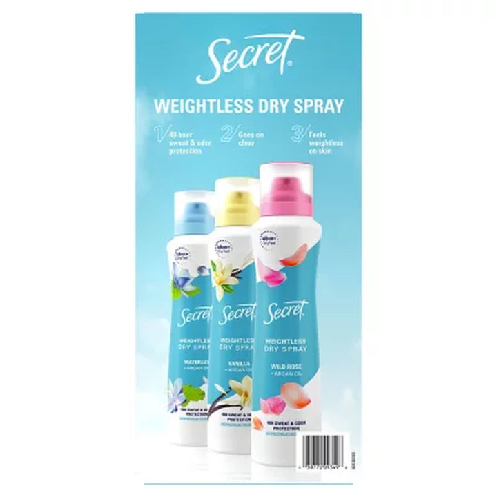 Secret Dry Spray Women'S Antiperspirant Deodorant, Vanilla, Wild Rose & Waterlily, 4.1 Oz., 3 Pk.