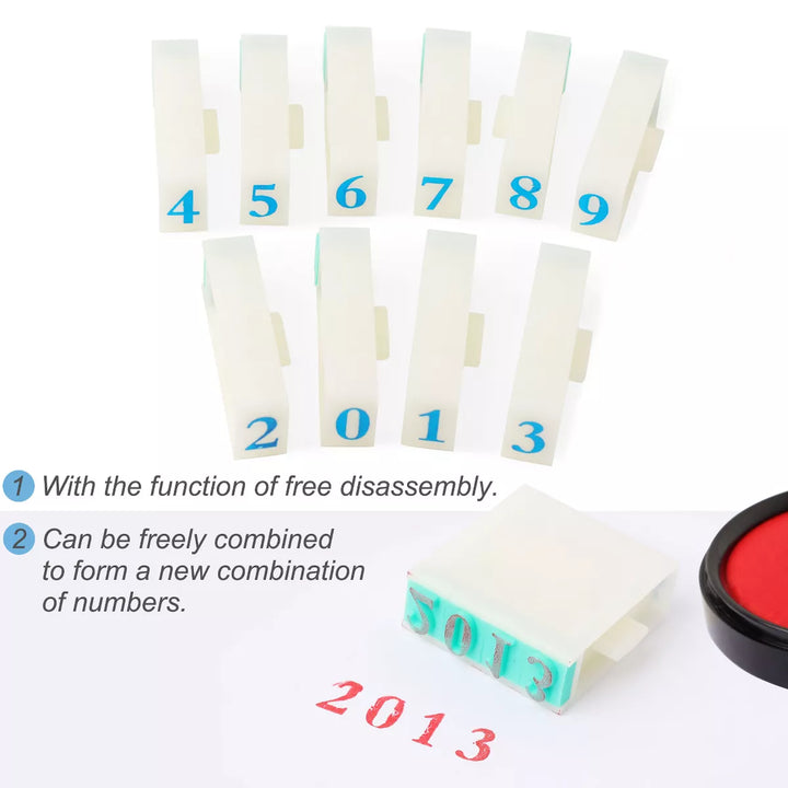 Unique Bargains Teaching Detachable Rubber Head 10 Digits Numerals Stamps Block Green