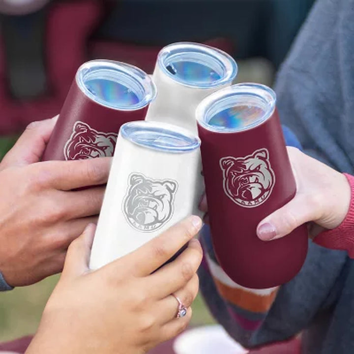 Logo Brands HBCU 10Oz Stainless Steel Insulated Tumblers with Lids, 4 Pack , Assorted Teams