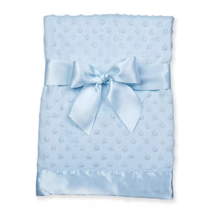 Bearington Baby Small Dottie Blankie (Blue) 16" X 16"