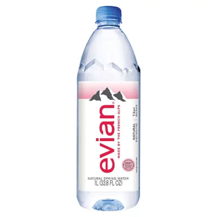 Evian Natural Spring Bottled Water 1L., 12 Pk.