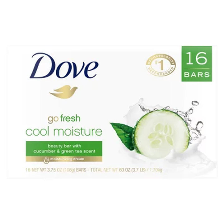 Dove Go Fresh Beauty Bar, Cool Moisture, 3.75 Oz., 16 Ct.