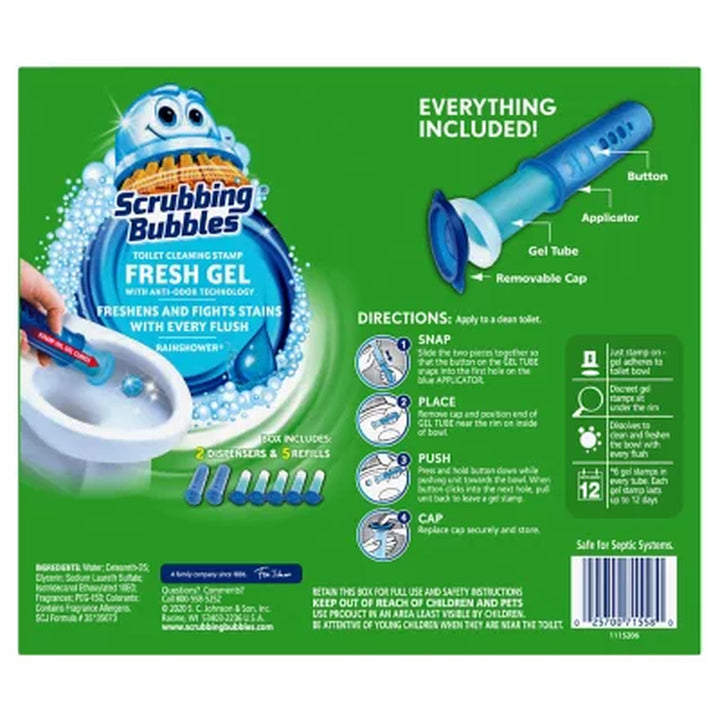 Scrubbing Bubbles Toilet Gel Stamp, Rainshower 2 Dispensers + 30 Gel Stamps