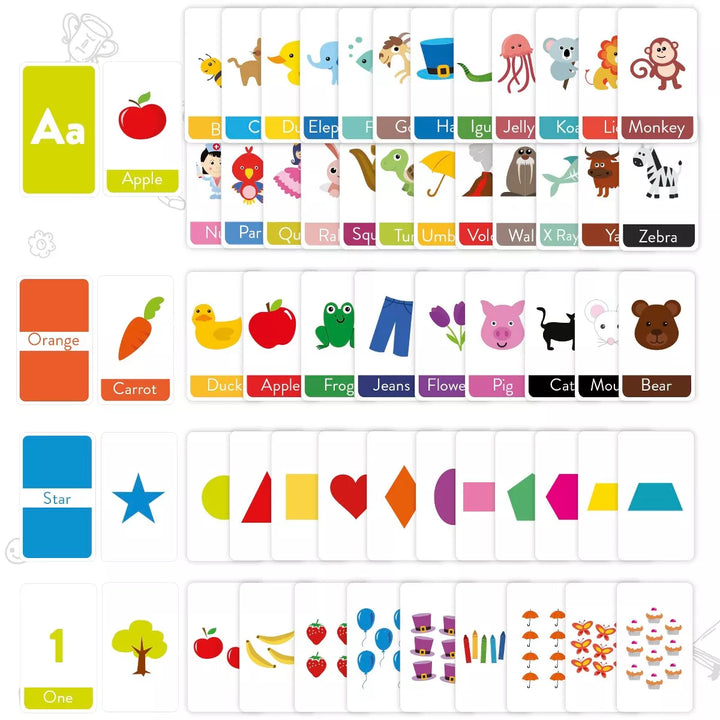 Merka Toddler Flash Cards Alphabet Flash Cards for Toddlers, Set of 64 Letters, Colors, Shapes and Numbers