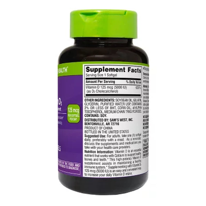 Member'S Mark Vitamin D3, 125 Mcg 5000 IU Softgels, 400 Ct.