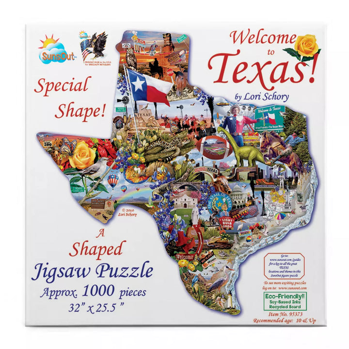 Sunsout Welcome to Texas 1000 Pc Special Shape Jigsaw Puzzle 95373