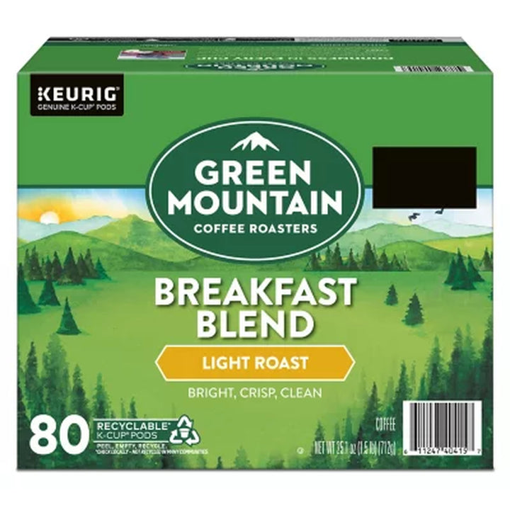 Green Mountain Coffee Roasters Light Roast Coffee Pods, Breakfast Blend, 80 Ct.