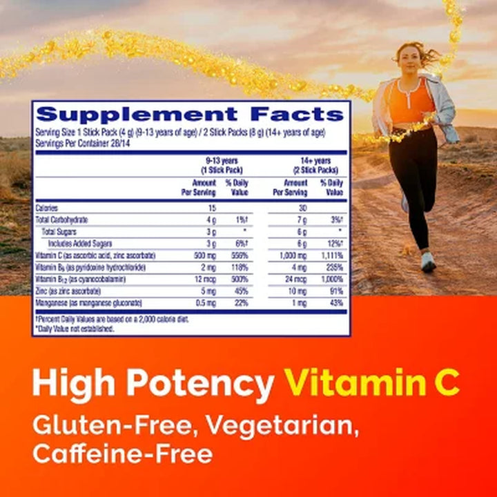 Emergen-C Crystals On-The-Go Vitamin C Immune Support, 500 Mg, Orange & Strawberry 72 Ct.