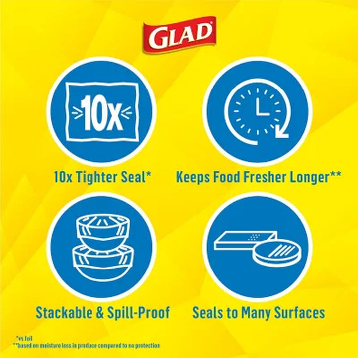 Glad Press'N Seal Plastic Food Wrap 140 Sq. Ft./Roll, 2 Rolls