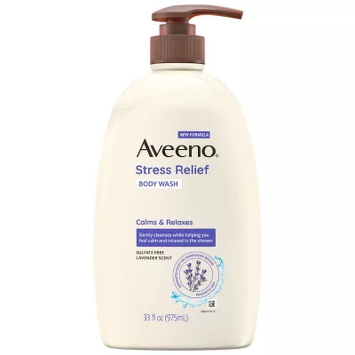 Aveeno Stress Relief Body Wash with Lavender & Chamomile, 33 Fl. Oz., 2 Pk.