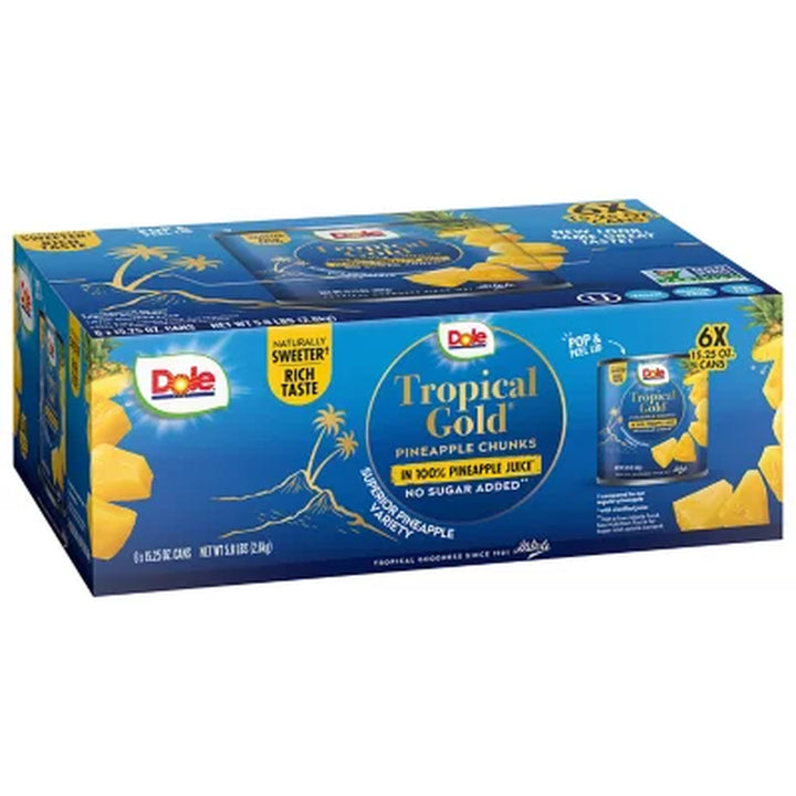 Dole Tropical Gold Pineapple Chunks, 15.25 Oz., 6 Pk.