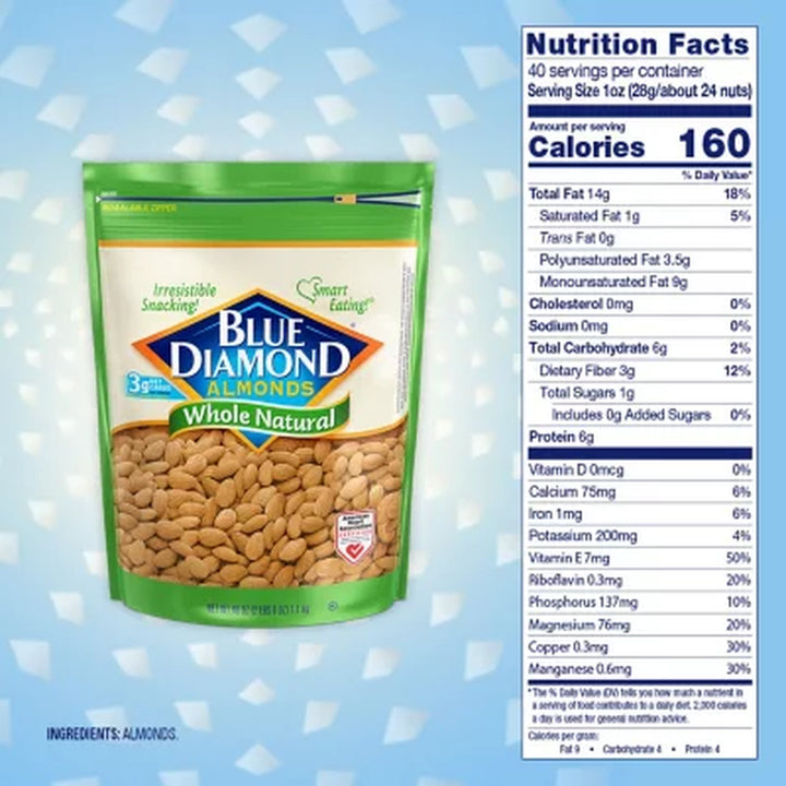 Blue Diamond Whole Natural Almonds 40 Oz.