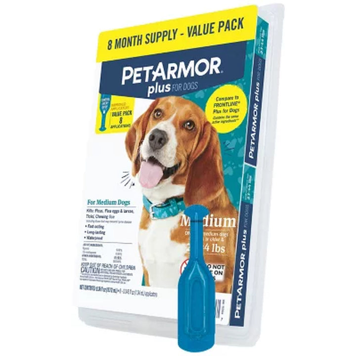 Petarmor plus Flea and Tick Prevention for Dogs, 8-Month Supply (Choose Your Size)