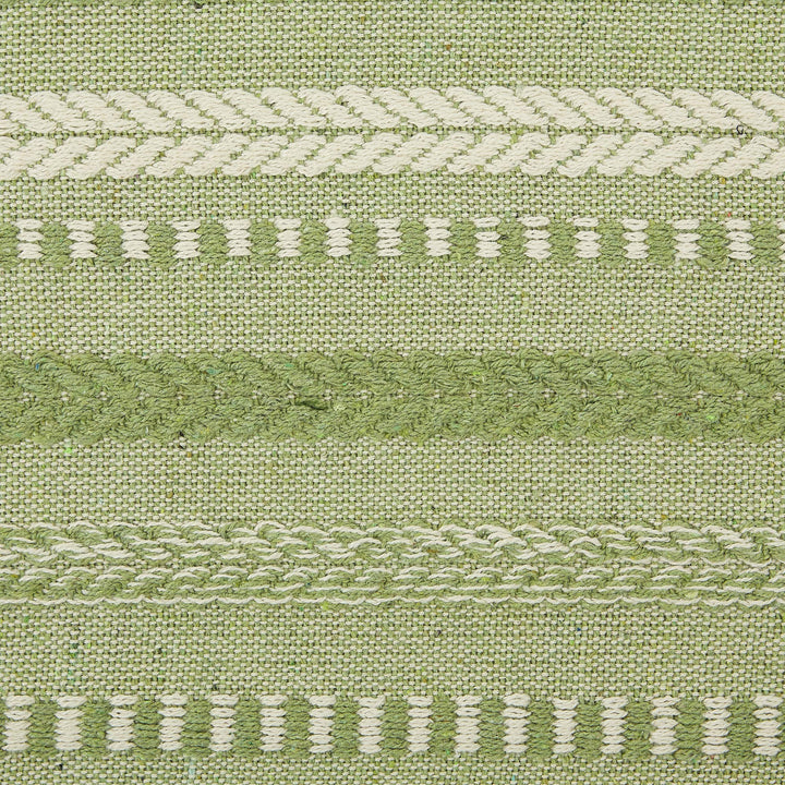 DII Farmhouse Braided Stripe Table Runner Collection, 15x108 (15x113, Fringe Included), Antique Green