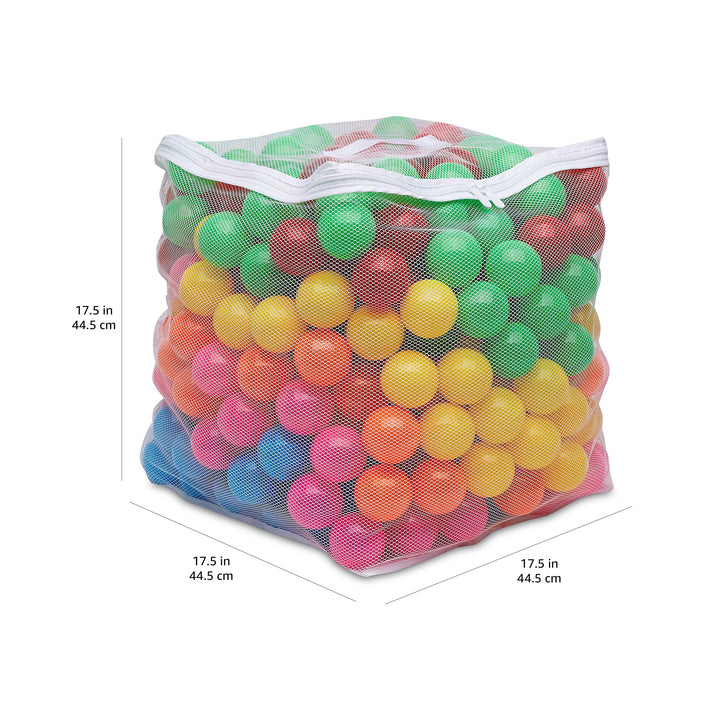 Basics BPA Free Crush-Proof Plastic Ball, Pit Balls with Storage Bag, Toddlers Kids 12+ Months, Pack of 400 Balls, 6 Bright Colors