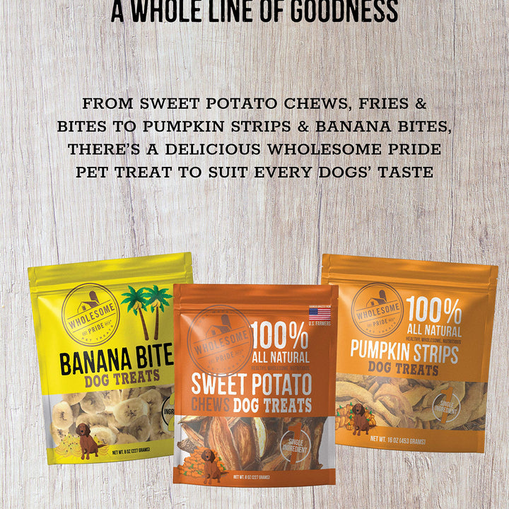 Wholesome Pride Banana Bites 100% All-Natural Limited Ingredient Dog Treats, 16 oz