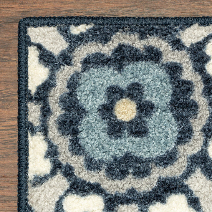 Maples Rugs Reggie Floral Kitchen Rugs Non Skid Accent Area Carpet [Made in USA], 1'8 x 2'10, Persian Blue 1'8" x 2'10"