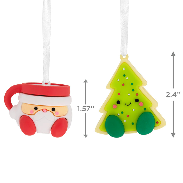 Hallmark Better Together Santa Milk Mug and Christmas Tree Cookie Magnetic Christmas Ornaments, Set of 2, Shatterproof Milk & Cookies