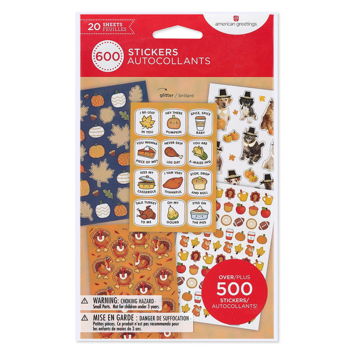 American Greetings 600-Count Thanksgiving Stickers for Kids, Assorted Thanksgiving Themes