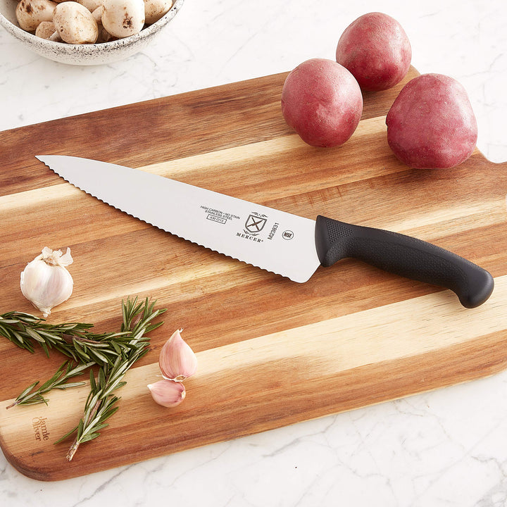 Mercer Culinary M23831 Millennia Black Handle, 10-Inch Wavy Edge, Chef's Knife 10" Chef's Knife (Wavy Edge)