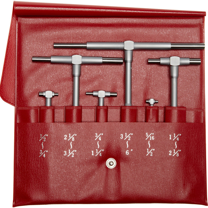 Mitutoyo 103-931 Outside Micrometer Set with Standards, 0-4" Range, 0.0001" Graduation (4 Piece Set) & 155-903, 5/16" to 6", 6 piece Telescoping Gage Set Micrometer Set + Gage Set