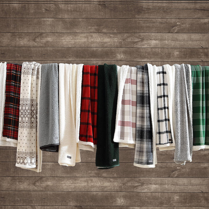 Eddie Bauer - Throw Blanket, Super Soft Reversible Sherpa Fleece Bedding, Ideal Christmas & White Elephant Gifts, Cozy Plaid Throw Blankets for Couch (Elk Stance Grey, Throw) Elk Stance Grey/White Animal