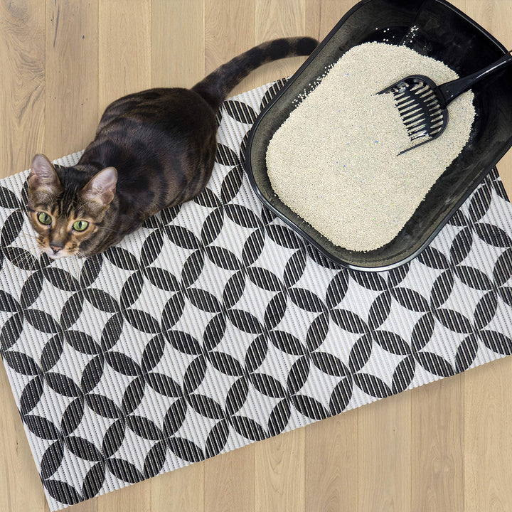 Fresh Kitty Durable XL Jumbo Foam Litter Box Mat  BPA and Phthalate Free, Water Resistant, Traps Litter from Box, Scatter Control, Easy Clean Mats  Gray Pattern 40x 25 (9052)