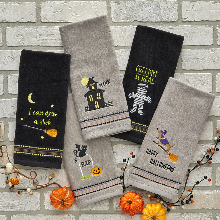 SKL Home Halloween Let's Get Smashed (2-Pack), Happy Halloweenie Hand Towel Set 2 Count Hand Towel Set, Happy Halloweenie