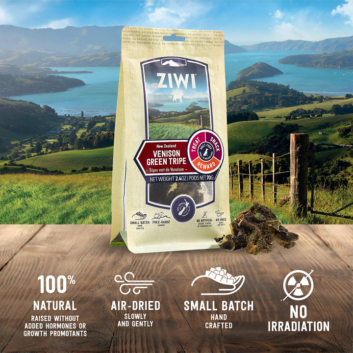 ZIWI Dog Chews Treats  All Natural, Air-Dried, Single Protein, Grain-Free, High-Value Treat, Snack, Reward (Venison Green Tripe) 2.4 Ounce (Pack of 1)