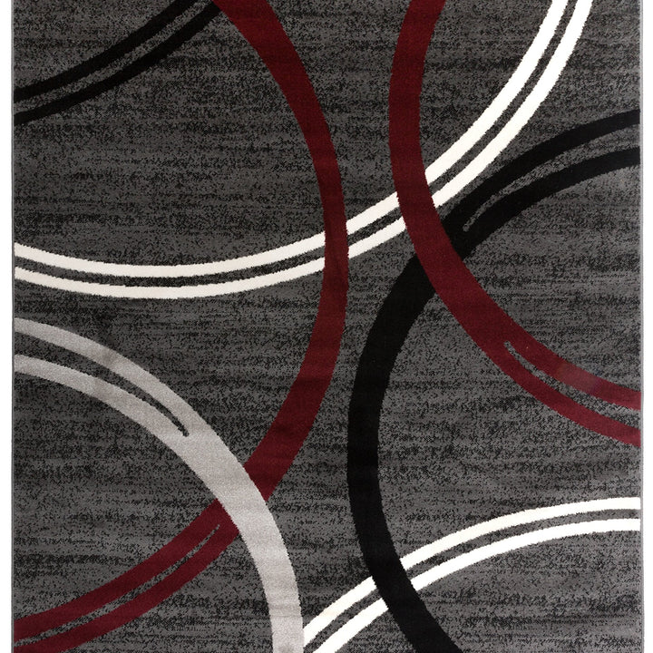 Rugshop Modern Wavy Circles Design Area Rug 2'7" x 4' Red 2'7" x 4'