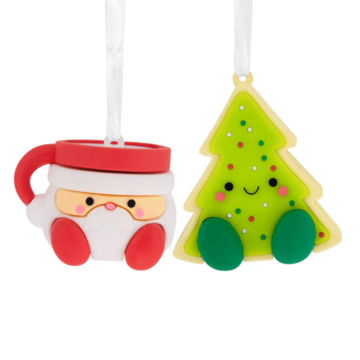 Hallmark Better Together Santa Milk Mug and Christmas Tree Cookie Magnetic Christmas Ornaments, Set of 2, Shatterproof Milk & Cookies