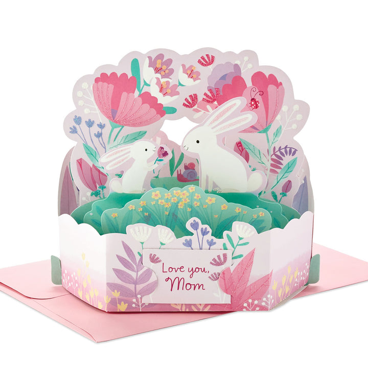 Hallmark Paper Wonder Mother's Day Pop Up Card (Bunnies) for Spring, Easter Card for Mom