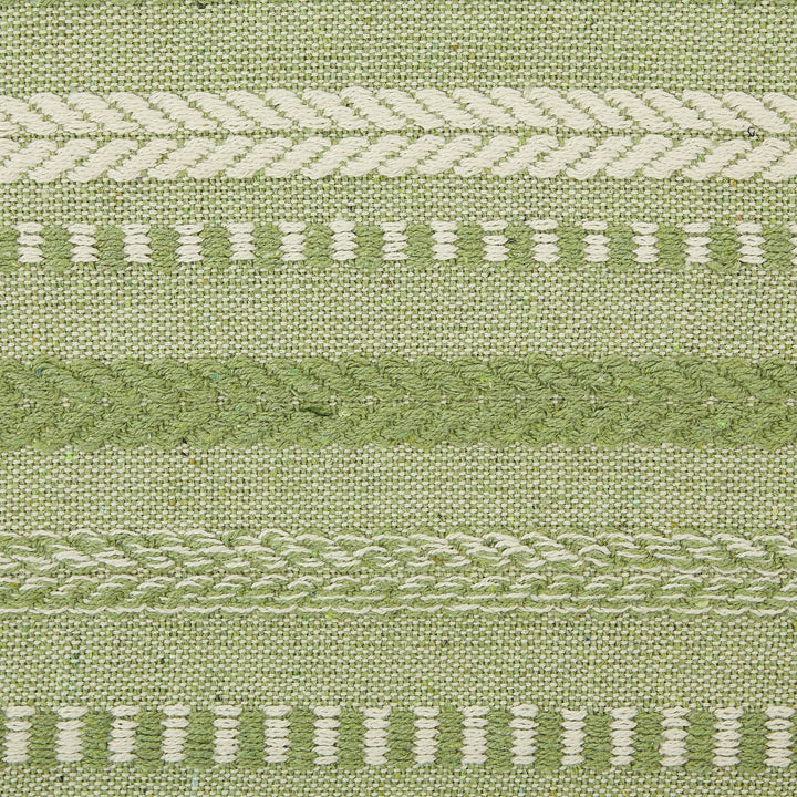 DII Farmhouse Braided Stripe Table Runner Collection, 15x72 (15x77, Fringe Included), Antique Green