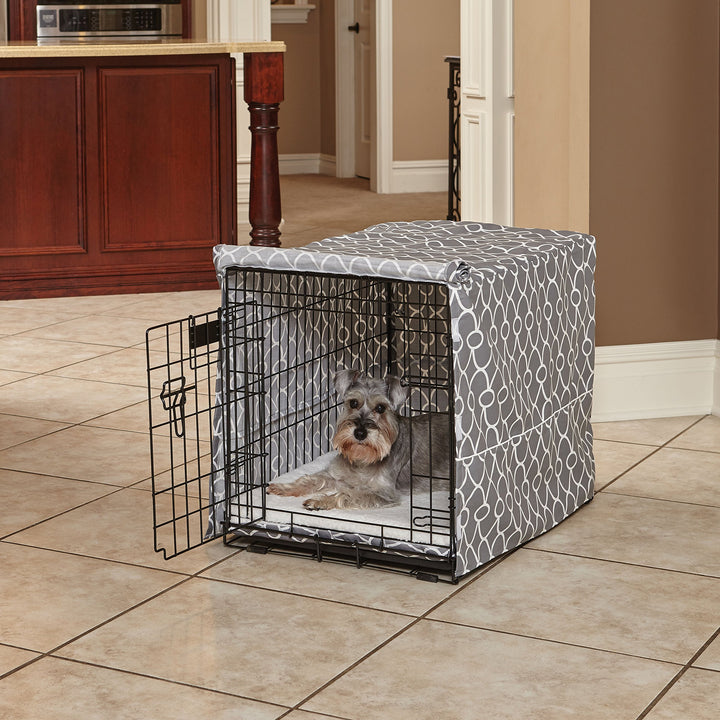 MidWest Homes for Pets Dog Crate Cover, Privacy Dog Crate Cover Fits MidWest Dog Crates, Machine Wash & Dry 30-Inch Gray Geometric Pattern