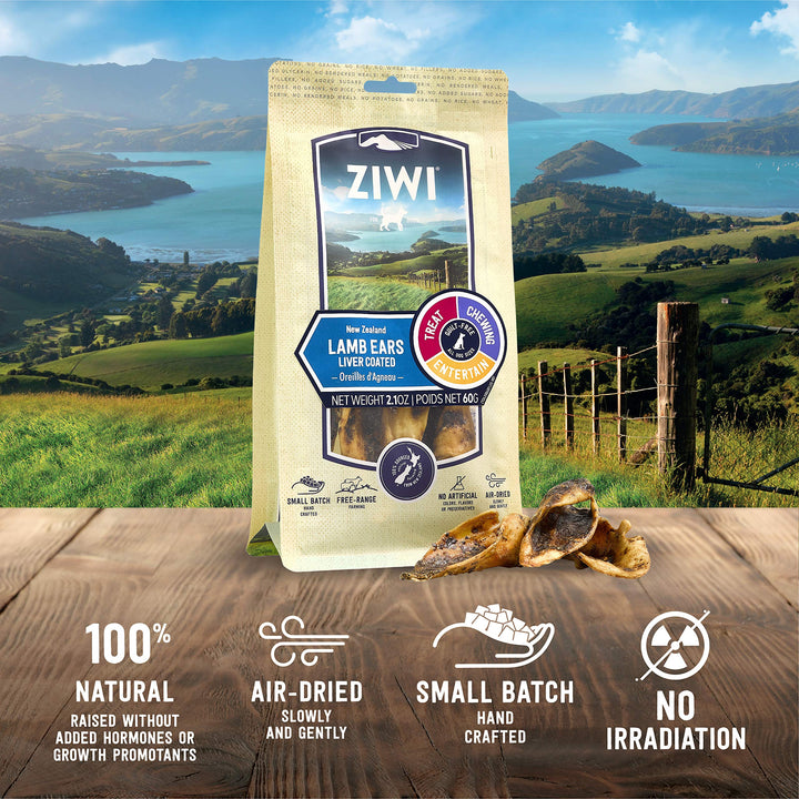 ZIWI Dog Chews and Treats – All Natural, Air-Dried, Single Protein, Grain-Free, High-Value Treat, Snack, Reward (Lamb Ears) 2.1 Ounce (Pack of 1) Lamb Ears