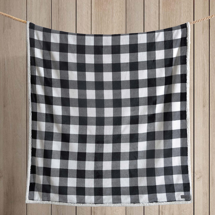 Eddie Bauer - Throw Blanket, Super Soft Reversible Sherpa Flannel Bedding, Ideal Christmas & White Elephant Gifts, Cozy Plaid Throw Blankets for Couch (Cabin Plaid Grey, Throw) Grey/Black