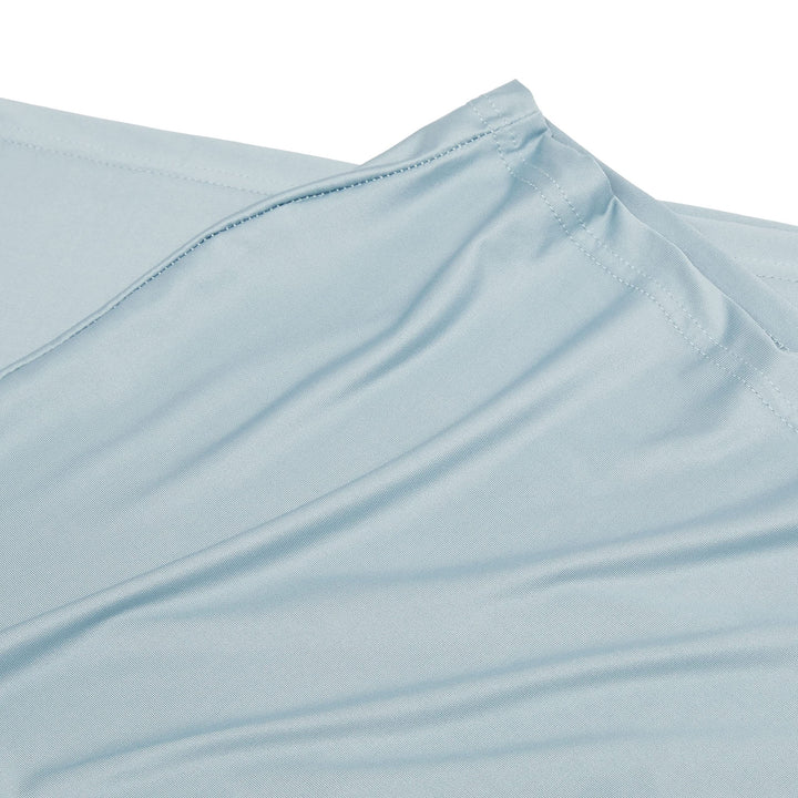 Basics Box Spring Cover - Alternative to Bed Skirt, Elastic Polyester Fabric Wrap Around Band 4 Sides - Full, Solid, Spa Blue