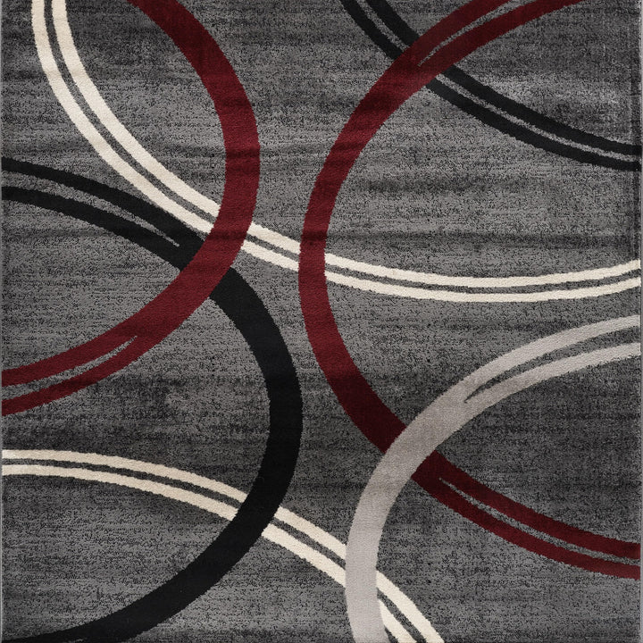 Rugshop Modern Wavy Circles Design Area Rug 2'7" x 4' Red 2'7" x 4'