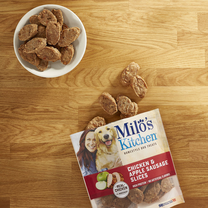 Milo's Kitchen Dog Treats, Chicken & Apple Sausage Slices, 18 Ounce