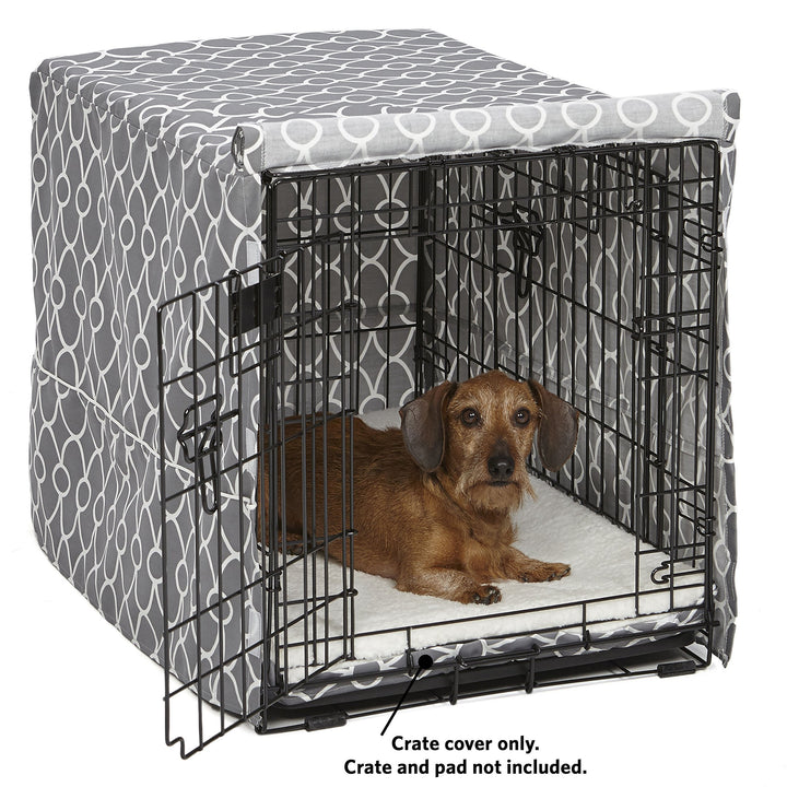 MidWest Homes for Pets Dog Crate Cover, Privacy Dog Crate Cover Fits MidWest Dog Crates, Machine Wash & Dry 30-Inch Gray Geometric Pattern