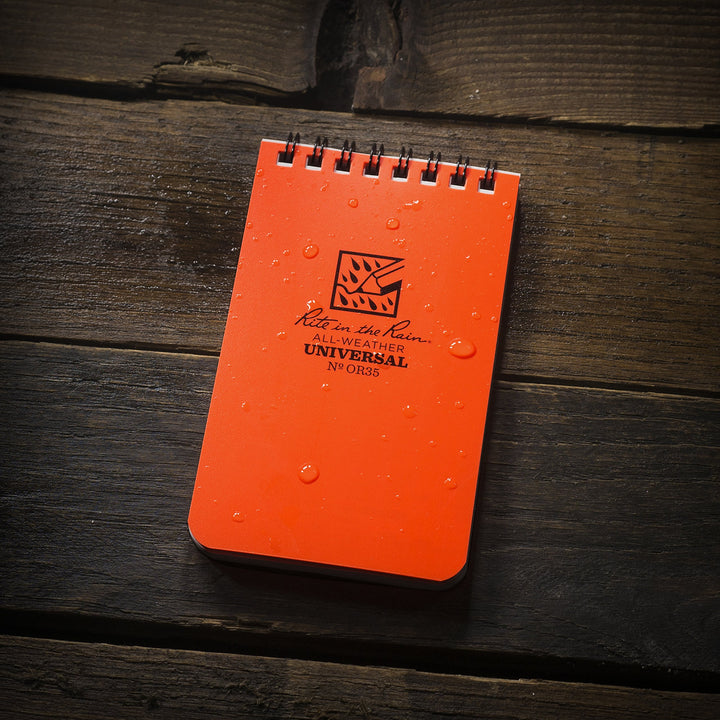 Rite in the Rain Weatherproof Top Spiral Notebook, 3" x 5", Orange Cover, Universal Pattern, 3 Pack (No. OR35-3X) Orange 2