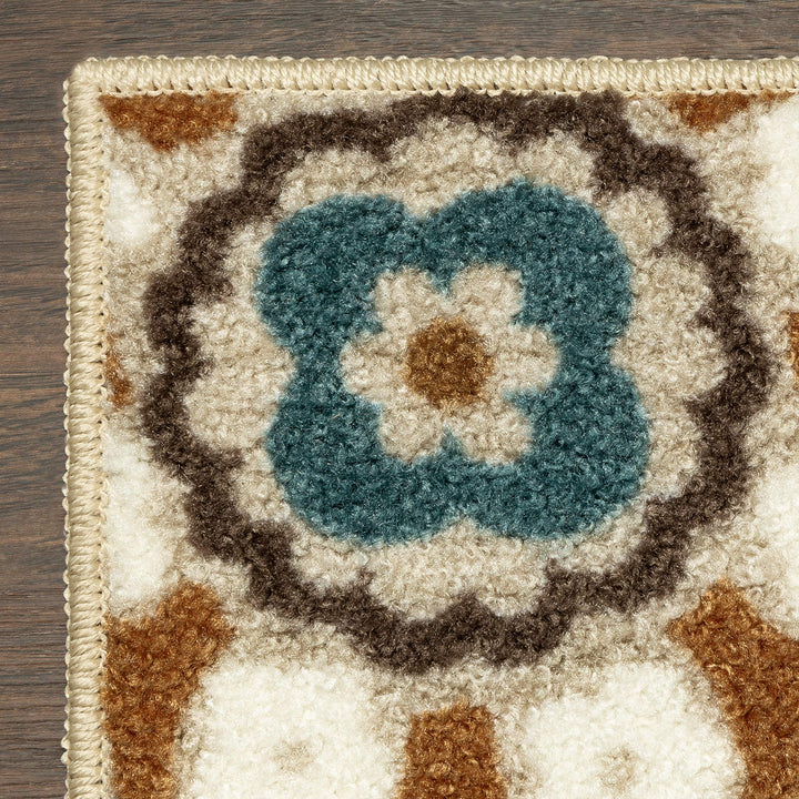 Maples Rugs Reggie Floral Kitchen Rugs Non Skid Washable Accent Area Carpet [Made in USA], Beige, 1'8 x 2'10 1'8" x 2'10"