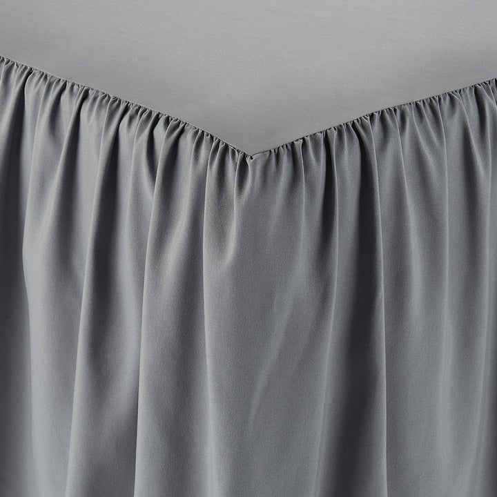 Basics Lightweight Ruffled Bed Skirt, Classic Style, Soft and Stylish 100% Microfiber With 16" Drop, Queen, Dark Grey, Solid