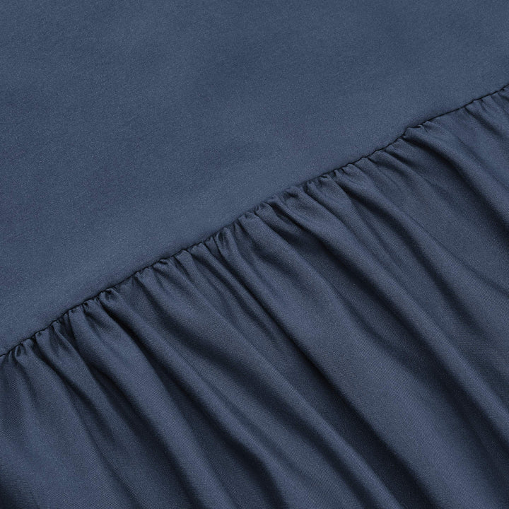 Basics Lightweight Ruffled Bed Skirt, Classic Style, Soft and Stylish 100% Microfiber with 16" drop-Queen, Navy Blue, Solid Queen