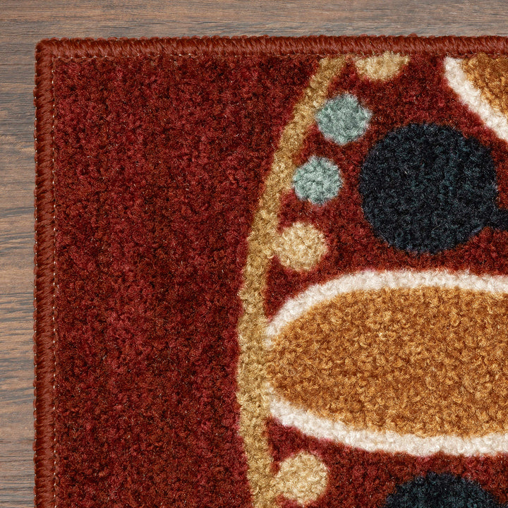 Maples Rugs Reggie Floral Kitchen Rugs Non Skid Accent Area Carpet [Made in USA], 1'8 x 2'10, Merlot 1'8" x 2'10"