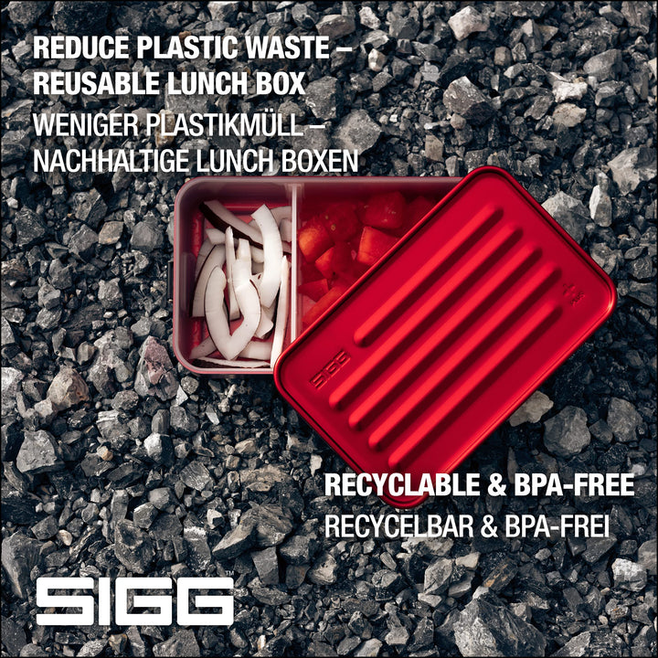 SIGG - Lunch Box Aluminium Plus Red - With Compartments - Award Winning Design - Dishwasher & Microwave Safe - Leakproof - Featherweight - BPA Free - S small