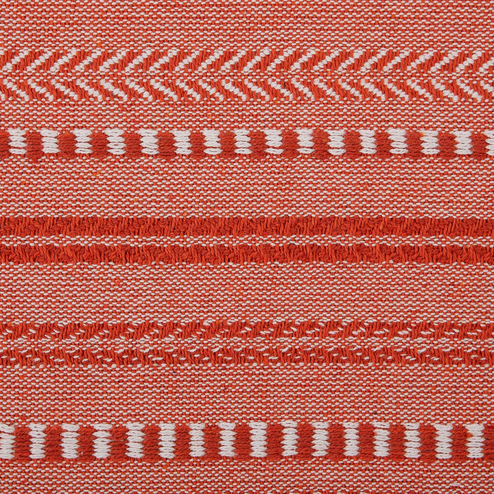 DII Farmhouse Braided Stripe Table Runner Collection, 15x108 (15x113, Fringe Included), Vintage Red