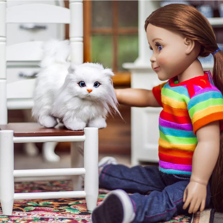 The Queen'S Treasures White Long Hair Kitty Cat Pet for 18 Inch Dolls