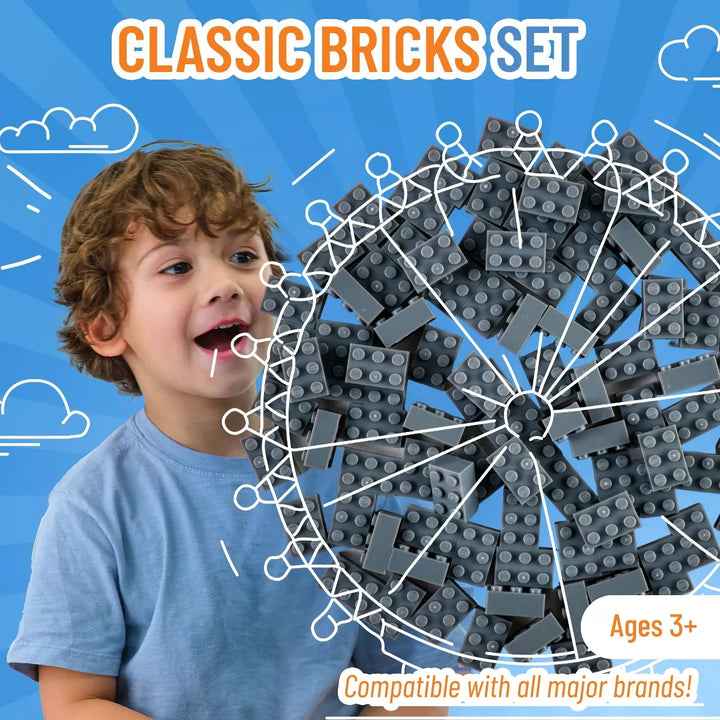 Strictly Briks Classic Bricks Starter Kit, Gray, 96 Pieces, 2X3 Inches