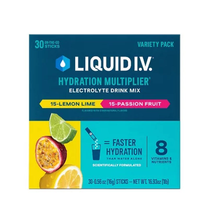 Liquid I.V. Hydration Multiplier Variety Pack; Lemon Lime & Passion Fruit, 30 Ct.